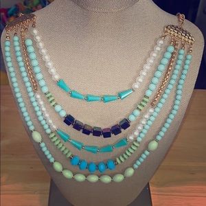 Layered Blue Teal & White beads